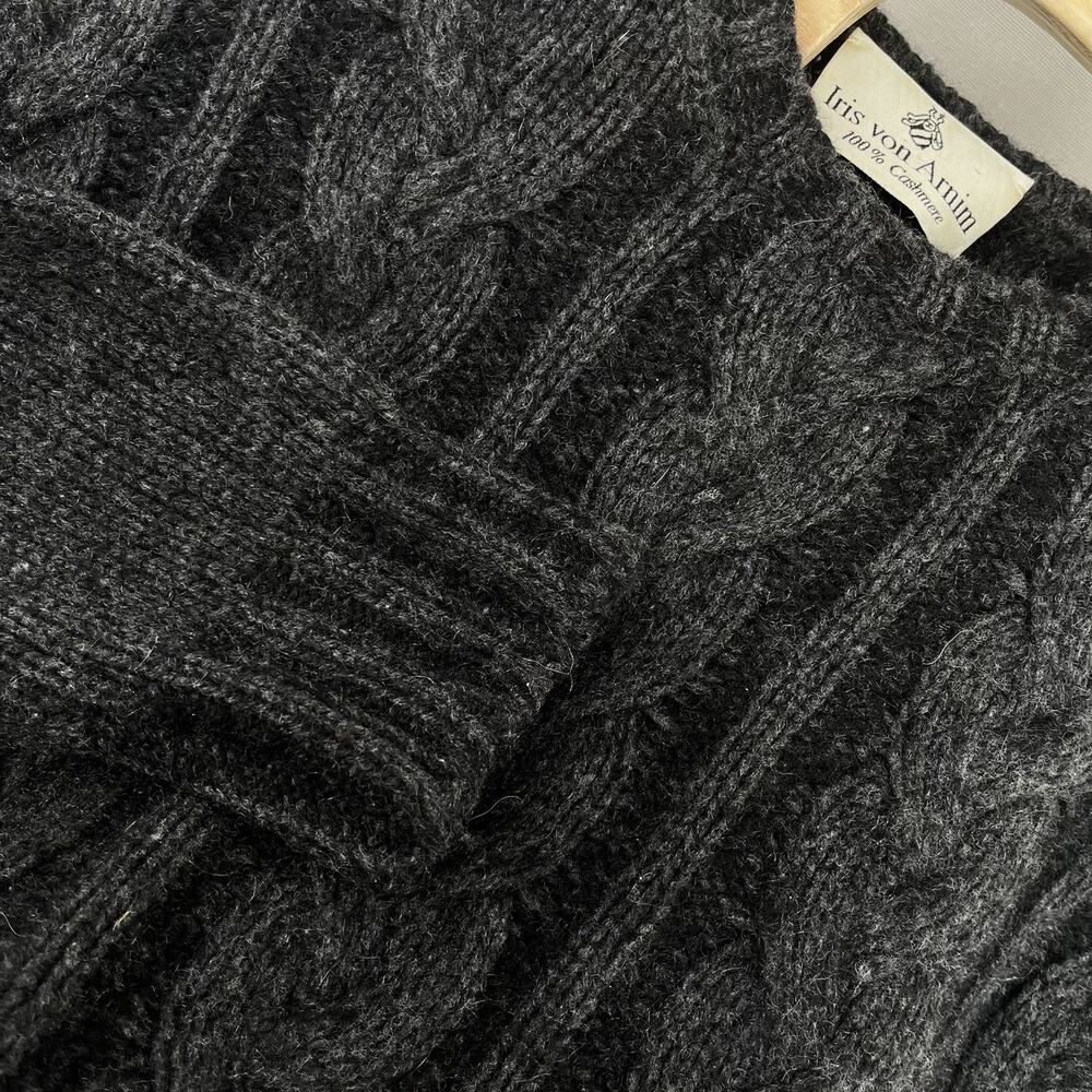 Iris von Arnim Vintage 100% Italian Cashmere Crew Neck Cable Knit Sweater Large